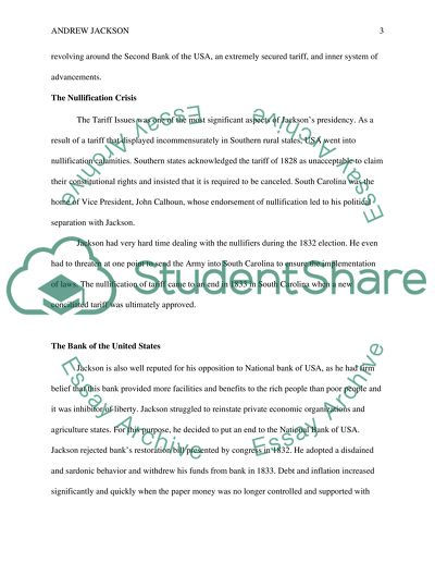 Analysis of the Presidency Andrew Jackson