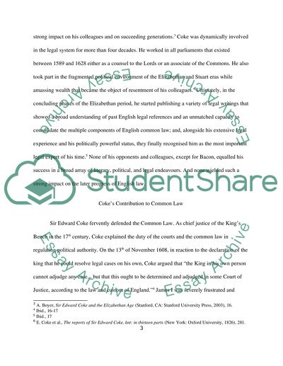 Lord Chief Justice Sir Edward Coke: The Greatest Defender of the Common Law