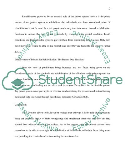 Roles of Prison System and Rehabilitation