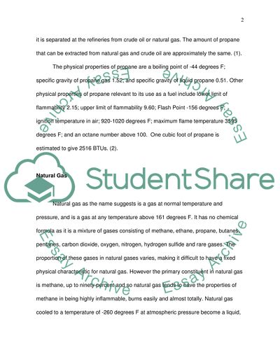 Compare and contrast paper on Natural Gas vs Propane