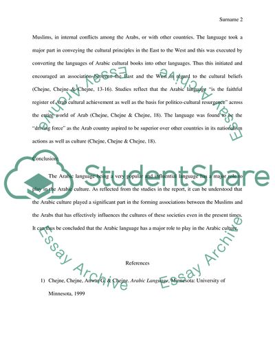 The Influence of Arabic Language on the Culture