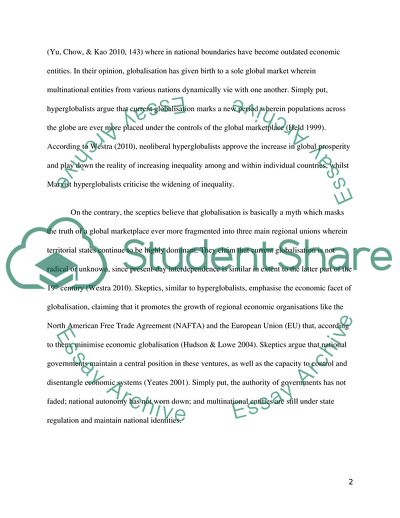 Spar Between Hyperglobalists, Sceptics and Transformationalists