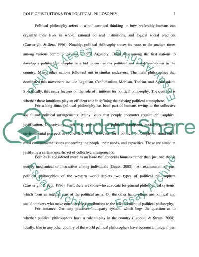 Role of Intuitions for Political Philosophy