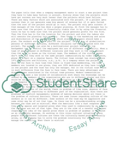 The Concepts of Virtual Team in Organizations