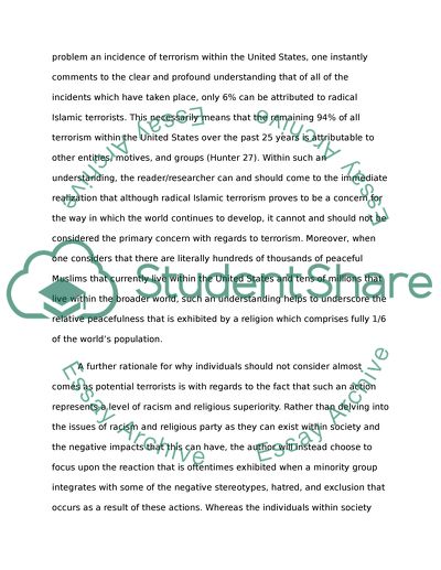 The Muslim as a Terrorist: A Societal Misconception of the Realities of the Current World