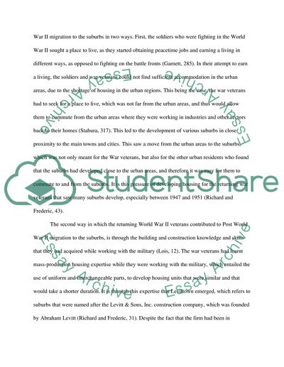 Post World War II Migration to the Suburbs