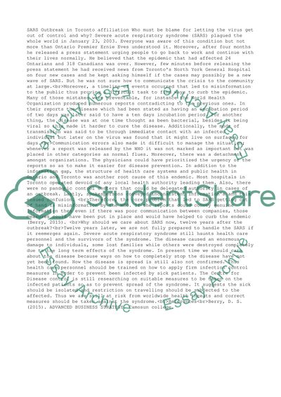 SARS Outbreak in Toronto