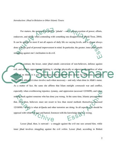 Jihad in Relation to Other Islamic Tenets