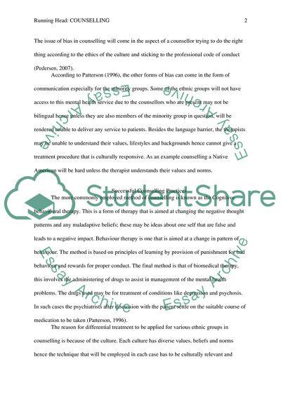 Counselling Treatment Practices and Cultural Bias