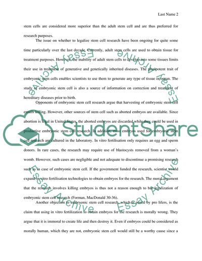 Human Embryonic Stem Cell Research should be Legalised