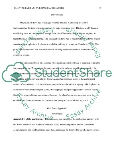 Client or Server versus Web-based Approaches