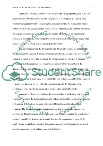 Strategic Plan Stakeholders