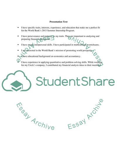 The World Bank Internship Program