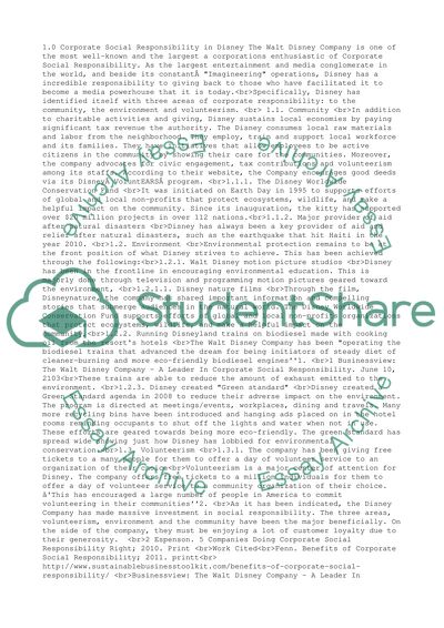 Corporate Social Responsibility in Disney