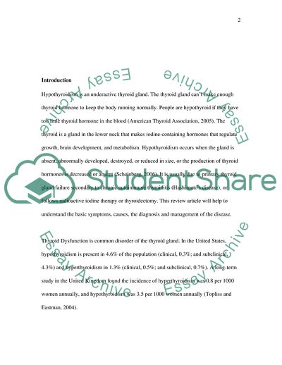 Hypothyroidism Issue in the US