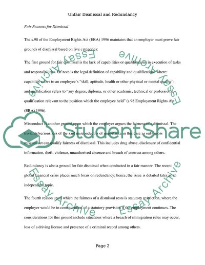 Unfair Dismissal and Redundancy