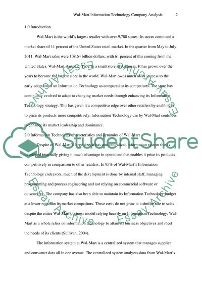 Wal-Mart Information Technology Company Analysis