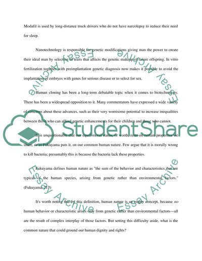 Francis Fukuyama s idea of human dignity