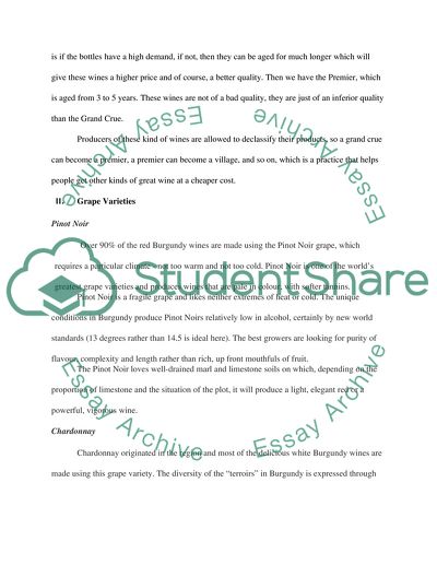 International Culinary Arts: Burgundy Wines