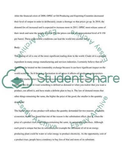 Oil Prices and Their Effect on the Global Market