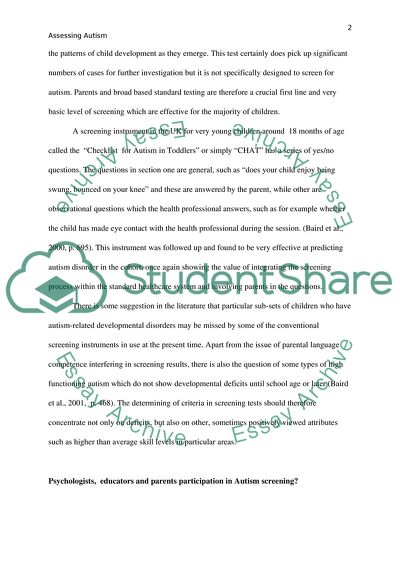 Assessment Instrument for Assessing Autism