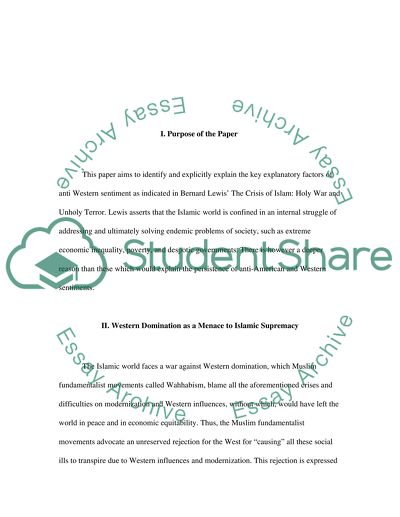 Western Dominations as a Menace to Islamic Supremacy