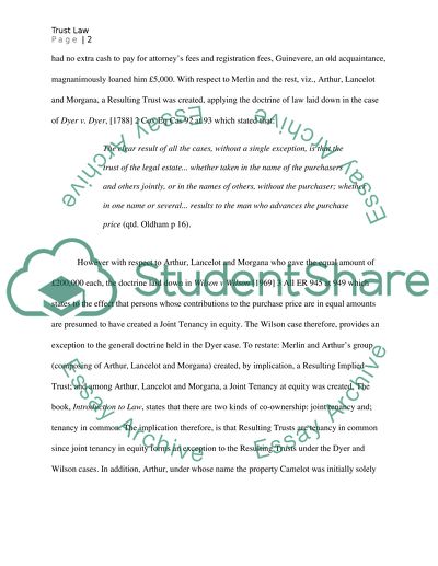 Trust Law - a Property in Issue of Camelot