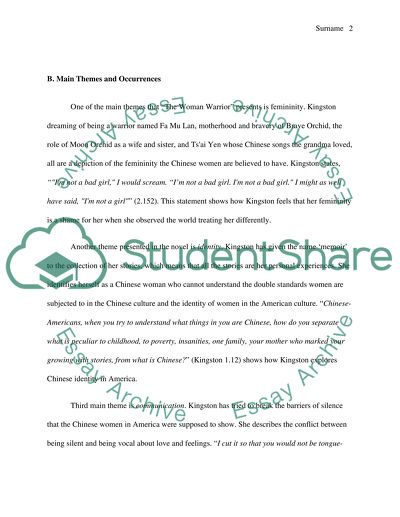 The Woman Warrior by Maxine Hong Kingston