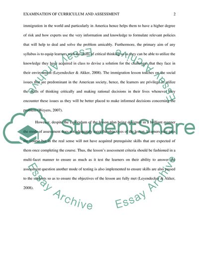 Examination of Curriculum and Assessment