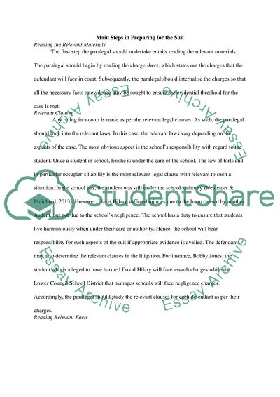 Judicial Process - Main Steps In Preparing For the Hillary Suit