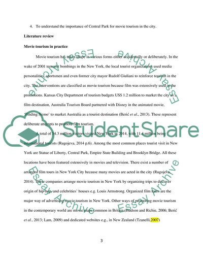 Identifying Central Parks Effect on Movie Tourism