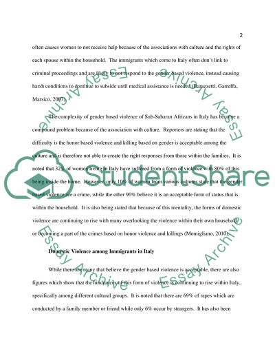 Gender Based Violence in Immigrant Families