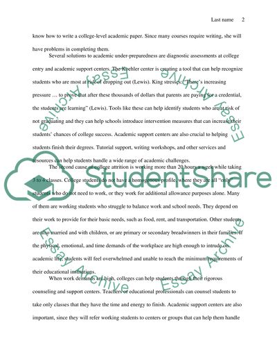 College Attrition Causes and Some Resolutions