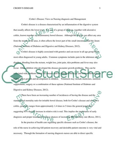 Crohns disease: view on nursing diagnosis and management