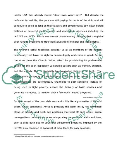 The International Debt Burden in the Light of Church Social Teachings