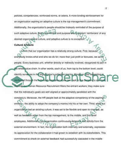 Adaptive Culture and Cultural Artifacts