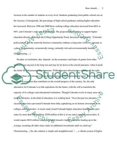 How Should the State of Colorado Generate Funds for Higher Education
