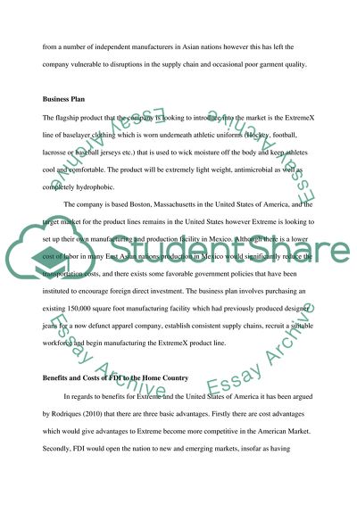 Foreign Direct Investment by a Multinational Enterprise