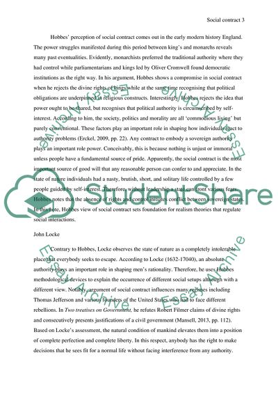 Hobbes, Lockes, and Rousseaus Views of Social Contract