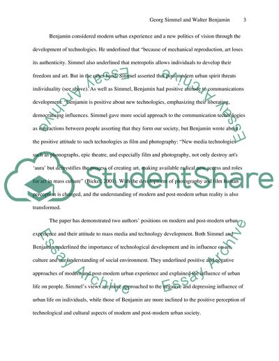 Georg Simmel and Walter Benjamin: Modern Urban Life