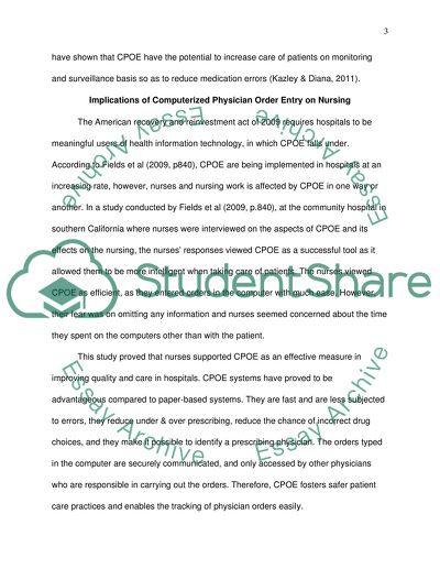 Implications of Computerized Physician Order Entry Will Have on Nursing