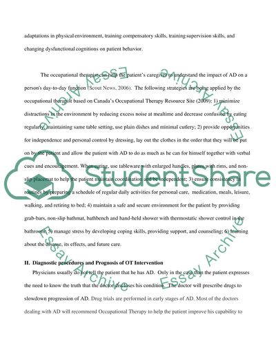 Occupational Therapy for Patient with Alzheimers Disease