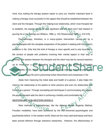 Western vs non-western psychotherapy