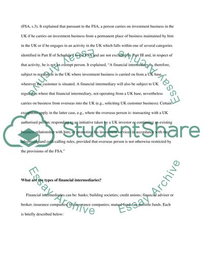 Role and Effects of Financial Intermediaries