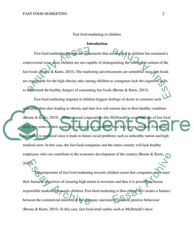 Fast food marketing to children