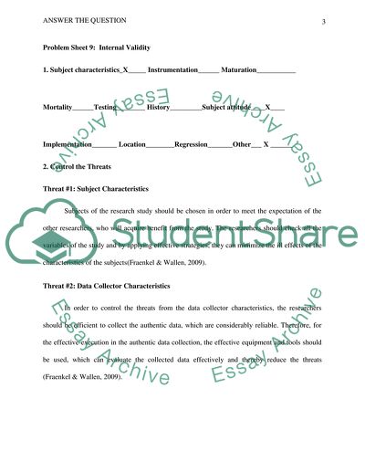 Controlling Threats of Internal Validity
