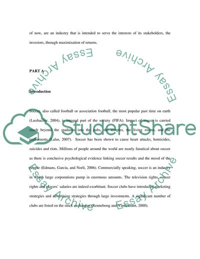 Soccer Clubs and Their Performance in the Stockmarket