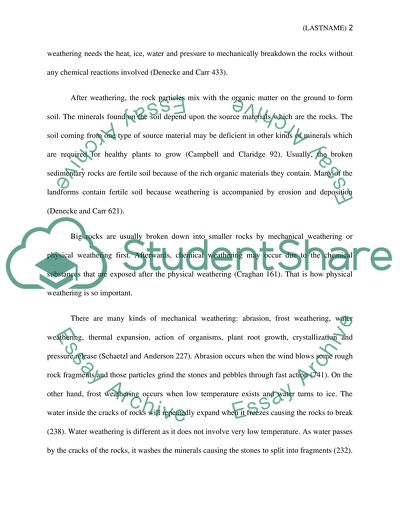 Physical Weathering, Erosion and Mass Wasting