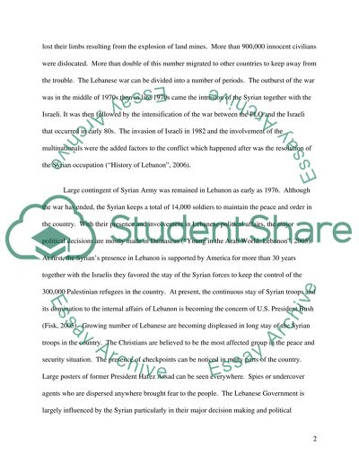 Lebanese Security Issues and Solutions - Syrian Involvement