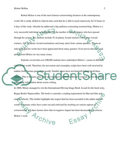 WHAT CRITICS SAY ABOUT ROBERT MCKEES SCRIPT WRITING WORK